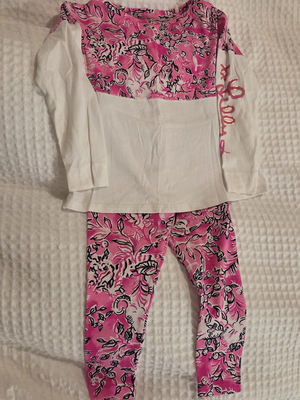 Lilly Pulitzer Pink Floral Top and Leggings Set